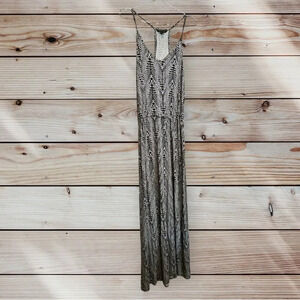 Banana Republic Black/White Printed Tie Waist Maxi Dress size XS